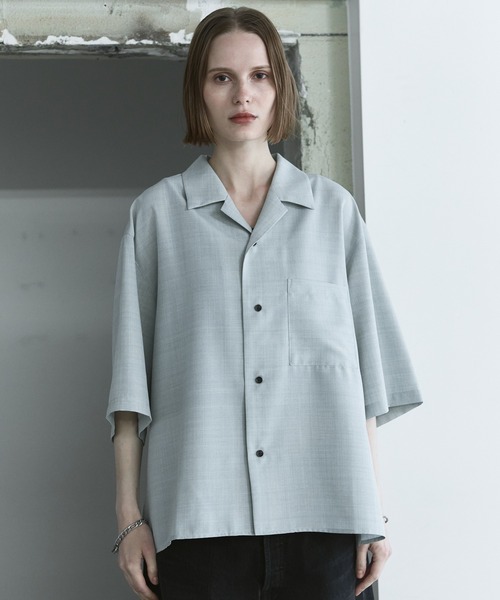 remer(リメール)の「ルーズシンセティックリネンシャツ / loose synthetic linen shirt《夏に涼しい麻調素材》(シャツ/ブラウス・メンズ・グレー/ブルー/カーキ/グレイッシュベージュ/ブラック/ミント・LARGE/MEDIUM/SMALL/X-SMALL)」の5枚目の写真