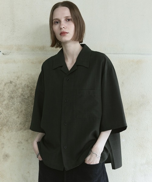 remer(リメール)の「ルーズシンセティックリネンシャツ / loose synthetic linen shirt《夏に涼しい麻調素材》(シャツ/ブラウス・メンズ・グレー/ブルー/カーキ/グレイッシュベージュ/ブラック/ミント・LARGE/MEDIUM/SMALL/X-SMALL)」の14枚目の写真