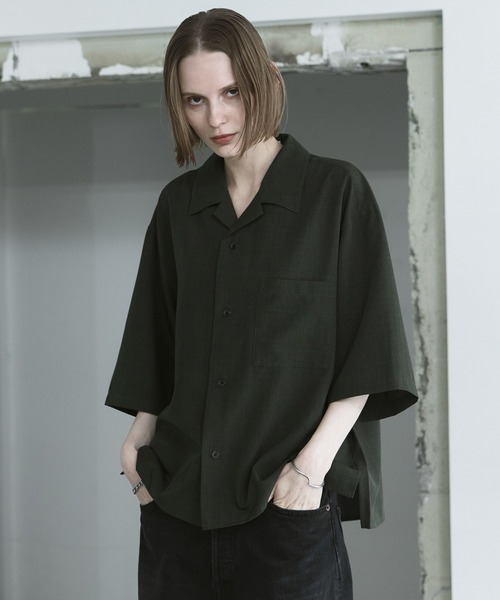 remer(リメール)の「ルーズシンセティックリネンシャツ / loose synthetic linen shirt《夏に涼しい麻調素材》(シャツ/ブラウス・メンズ・グレー/ブルー/カーキ/グレイッシュベージュ/ブラック/ミント・LARGE/MEDIUM/SMALL/X-SMALL)」の16枚目の写真