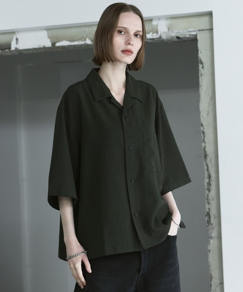 remer(リメール)の「ルーズシンセティックリネンシャツ / loose synthetic linen shirt《夏に涼しい麻調素材》(シャツ/ブラウス・メンズ・グレー/ブルー/カーキ/グレイッシュベージュ/ブラック/ミント・LARGE/MEDIUM/SMALL/X-SMALL)」の17枚目の写真