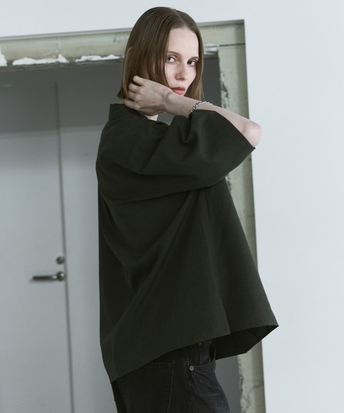 remer(リメール)の「ルーズシンセティックリネンシャツ / loose synthetic linen shirt《夏に涼しい麻調素材》(シャツ/ブラウス・メンズ・グレー/ブルー/カーキ/グレイッシュベージュ/ブラック/ミント・LARGE/MEDIUM/SMALL/X-SMALL)」の18枚目の写真