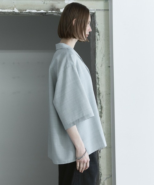 remer(リメール)の「ルーズシンセティックリネンシャツ / loose synthetic linen shirt《夏に涼しい麻調素材》(シャツ/ブラウス・メンズ・グレー/ブルー/カーキ/グレイッシュベージュ/ブラック/ミント・LARGE/MEDIUM/SMALL/X-SMALL)」の20枚目の写真