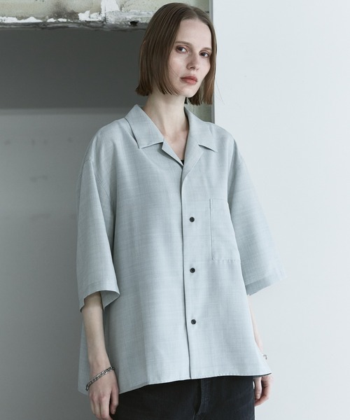 remer(リメール)の「ルーズシンセティックリネンシャツ / loose synthetic linen shirt《夏に涼しい麻調素材》(シャツ/ブラウス・メンズ・グレー/ブルー/カーキ/グレイッシュベージュ/ブラック/ミント・LARGE/MEDIUM/SMALL/X-SMALL)」の21枚目の写真