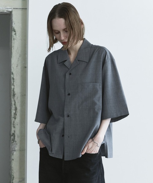 remer(リメール)の「ルーズシンセティックリネンシャツ / loose synthetic linen shirt《夏に涼しい麻調素材》(シャツ/ブラウス・メンズ・グレー/ブルー/カーキ/グレイッシュベージュ/ブラック/ミント・LARGE/MEDIUM/SMALL/X-SMALL)」の22枚目の写真