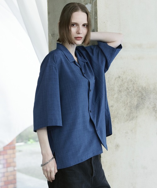 remer(リメール)の「ルーズシンセティックリネンシャツ / loose synthetic linen shirt《夏に涼しい麻調素材》(シャツ/ブラウス・メンズ・グレー/ブルー/カーキ/グレイッシュベージュ/ブラック/ミント・LARGE/MEDIUM/SMALL/X-SMALL)」の8枚目の写真
