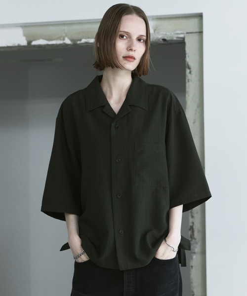 remer(リメール)の「ルーズシンセティックリネンシャツ / loose synthetic linen shirt《夏に涼しい麻調素材》(シャツ/ブラウス・メンズ・グレー/ブルー/カーキ/グレイッシュベージュ/ブラック/ミント・LARGE/MEDIUM/SMALL/X-SMALL)」の15枚目の写真