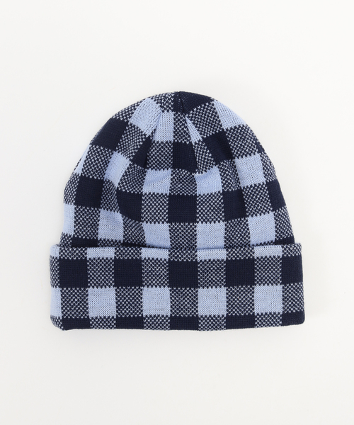 BOTT（ボット）の「BoTT / ボット GINGHAM CHECK BEANIE（ニットキャップ/ビーニー・メンズ・オレンジ/ブルー系その他/ライトグリーン・FREE）」の4枚目の写真