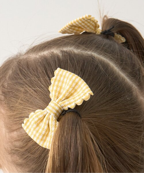 Lycee mine(リセマイン)の「スカラップギンガムチェックリボンヘアクリップ(2コセット)(バレッタ/ヘアクリップ・キッズ・ピンク/ネイビー/レッド/レモンイエロー/サックスブルー/エメラルド・F)」の5枚目の写真