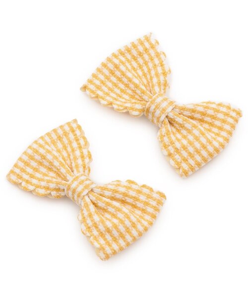 Lycee mine(リセマイン)の「スカラップギンガムチェックリボンヘアクリップ(2コセット)(バレッタ/ヘアクリップ・キッズ・ピンク/ネイビー/レッド/レモンイエロー/サックスブルー/エメラルド・F)」の17枚目の写真