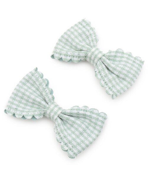 Lycee mine(リセマイン)の「スカラップギンガムチェックリボンヘアクリップ(2コセット)(バレッタ/ヘアクリップ・キッズ・ピンク/ネイビー/レッド/レモンイエロー/サックスブルー/エメラルド・F)」の18枚目の写真