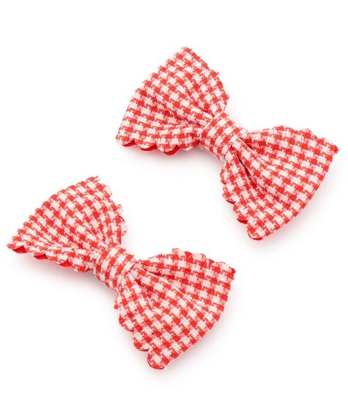 Lycee mine(リセマイン)の「スカラップギンガムチェックリボンヘアクリップ(2コセット)(バレッタ/ヘアクリップ・キッズ・ピンク/ネイビー/レッド/レモンイエロー/サックスブルー/エメラルド・F)」の21枚目の写真