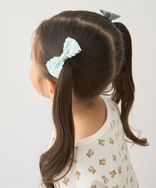 Lycee mine(リセマイン)の「スカラップギンガムチェックリボンヘアクリップ(2コセット)(バレッタ/ヘアクリップ・キッズ・ピンク/ネイビー/レッド/レモンイエロー/サックスブルー/エメラルド・F)」の8枚目の写真