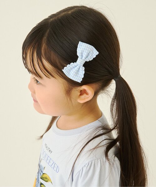 Lycee mine(リセマイン)の「スカラップギンガムチェックリボンヘアクリップ(2コセット)(バレッタ/ヘアクリップ・キッズ・ピンク/ネイビー/レッド/レモンイエロー/サックスブルー/エメラルド・F)」の15枚目の写真