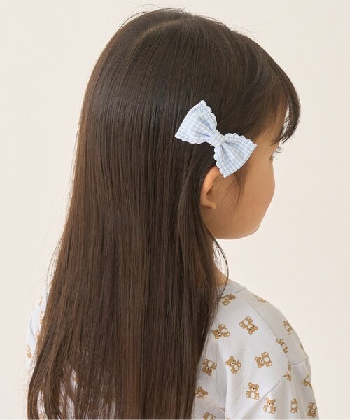 Lycee mine(リセマイン)の「スカラップギンガムチェックリボンヘアクリップ(2コセット)(バレッタ/ヘアクリップ・キッズ・ピンク/ネイビー/レッド/レモンイエロー/サックスブルー/エメラルド・F)」の16枚目の写真