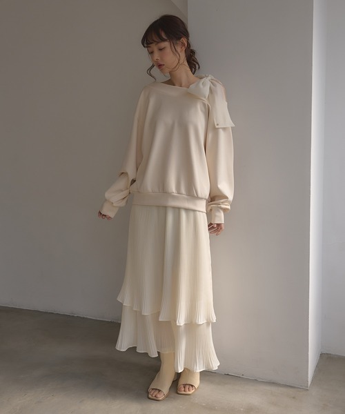 SOELA(ソエラ)の「【INGNI SOELA】シアープリーツティアードロングスカート/WEB限定(スカート・レディース・ブラック/アイボリー・FREE)」の10枚目の写真