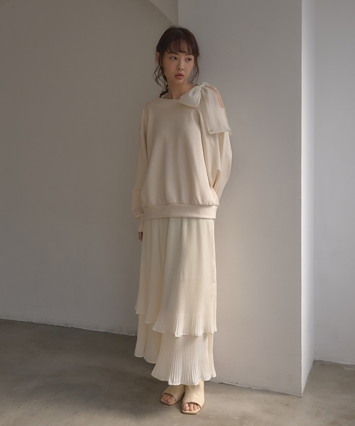 SOELA(ソエラ)の「【INGNI SOELA】シアープリーツティアードロングスカート/WEB限定(スカート・レディース・ブラック/アイボリー・FREE)」の11枚目の写真