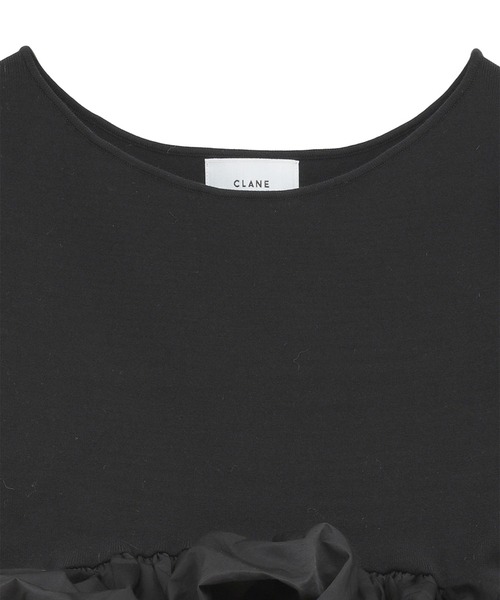 CLANE（クラネ）の「【CLANE/クラネ】W BALLOON SHORT KNIT TOPS/ダブルバルーンショートニットトップス（Tシャツ/カットソー・レディース・ブラック/ホワイト/ネイビー・2）」の5枚目の写真