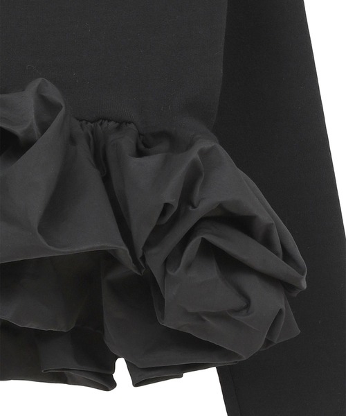 CLANE（クラネ）の「【CLANE/クラネ】W BALLOON SHORT KNIT TOPS/ダブルバルーンショートニットトップス（Tシャツ/カットソー・レディース・ブラック/ホワイト/ネイビー・2）」の7枚目の写真