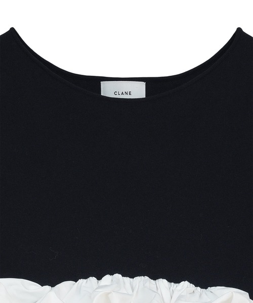 CLANE（クラネ）の「【CLANE/クラネ】W BALLOON SHORT KNIT TOPS/ダブルバルーンショートニットトップス（Tシャツ/カットソー・レディース・ブラック/ホワイト/ネイビー・2）」の15枚目の写真