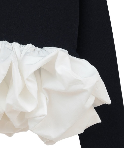 CLANE（クラネ）の「【CLANE/クラネ】W BALLOON SHORT KNIT TOPS/ダブルバルーンショートニットトップス（Tシャツ/カットソー・レディース・ブラック/ホワイト/ネイビー・2）」の17枚目の写真