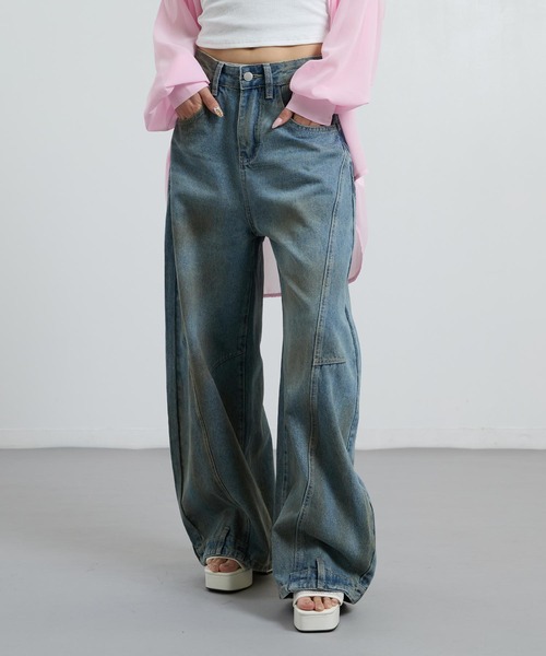 ANAP（アナップ）の「ユーズドライクカーブワイドデニム（デニムパンツ・レディース・ブルー・M/S）」の7枚目の写真