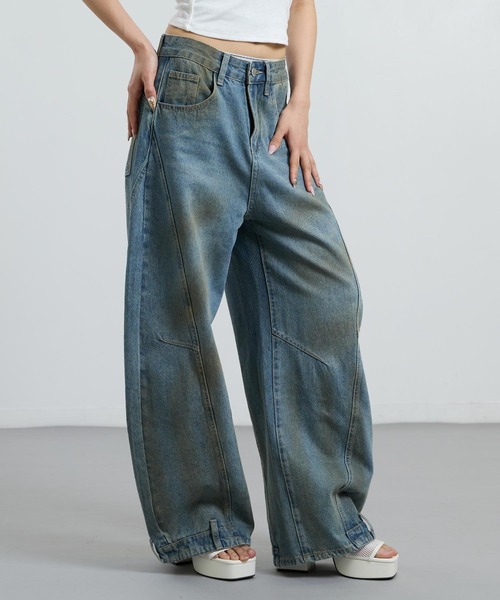 ANAP（アナップ）の「ユーズドライクカーブワイドデニム（デニムパンツ・レディース・ブルー・M/S）」の8枚目の写真