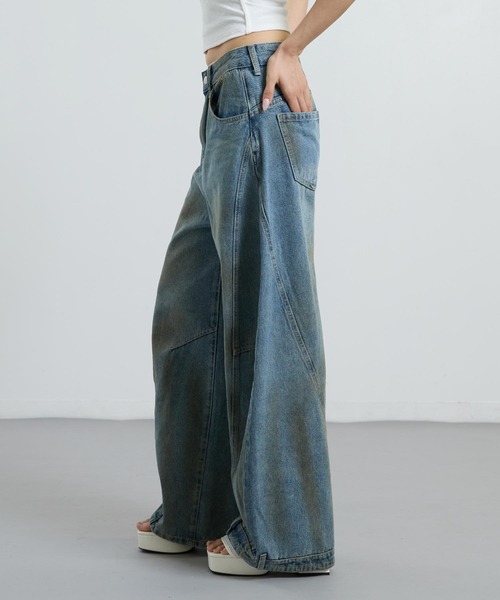 ANAP（アナップ）の「ユーズドライクカーブワイドデニム（デニムパンツ・レディース・ブルー・M/S）」の9枚目の写真