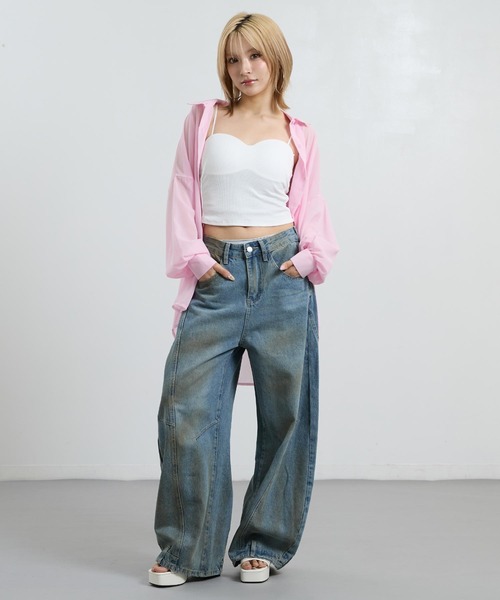 ANAP（アナップ）の「ユーズドライクカーブワイドデニム（デニムパンツ・レディース・ブルー・M/S）」の12枚目の写真