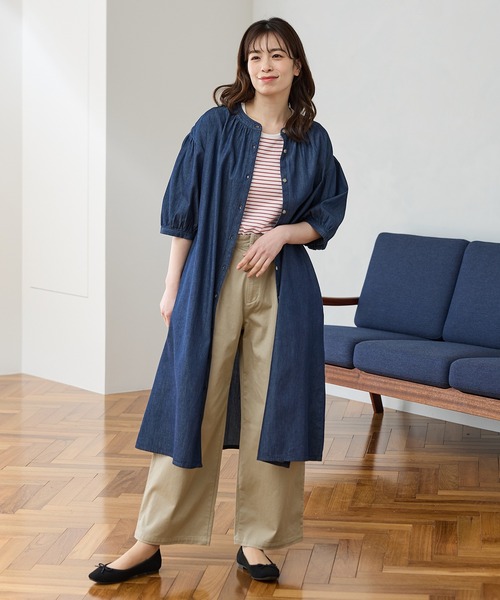 Honeys(ハニーズ)の「【UVカット】半袖オーガニックボーダーT(Tシャツ/カットソー・レディース・ブラック×ベージュ/ホワイト×ネイビー/ホワイト×レッド/ホワイト×グリーン/ホワイト×ブラウン・L/LL/M/S)」の9枚目の写真