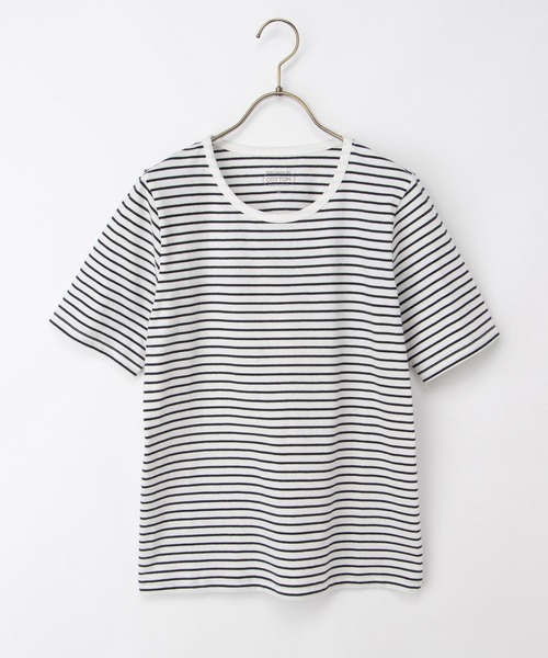 Honeys(ハニーズ)の「【UVカット】半袖オーガニックボーダーT(Tシャツ/カットソー・レディース・ブラック×ベージュ/ホワイト×ネイビー/ホワイト×レッド/ホワイト×グリーン/ホワイト×ブラウン・L/LL/M/S)」の15枚目の写真