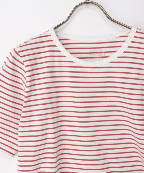 Honeys(ハニーズ)の「【UVカット】半袖オーガニックボーダーT(Tシャツ/カットソー・レディース・ブラック×ベージュ/ホワイト×ネイビー/ホワイト×レッド/ホワイト×グリーン/ホワイト×ブラウン・L/LL/M/S)」の18枚目の写真