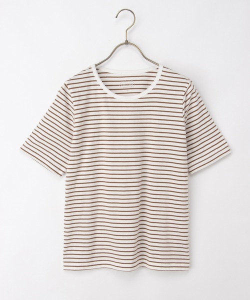 Honeys(ハニーズ)の「【UVカット】半袖オーガニックボーダーT(Tシャツ/カットソー・レディース・ブラック×ベージュ/ホワイト×ネイビー/ホワイト×レッド/ホワイト×グリーン/ホワイト×ブラウン・L/LL/M/S)」の21枚目の写真