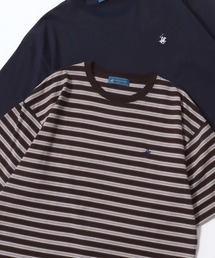 BEVERLY HILLS POLO CLUB/ビバリーヒルズポロクラブ オーバーサイズ 無地 ボーダー ロゴ ワンポイント刺繍 半袖Tシャツ/レディース メンズ