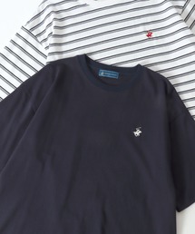 BEVERLY HILLS POLO CLUB/ビバリーヒルズポロクラブ オーバーサイズ 無地 ボーダー ロゴ ワンポイント刺繍 半袖Tシャツ/レディース メンズ