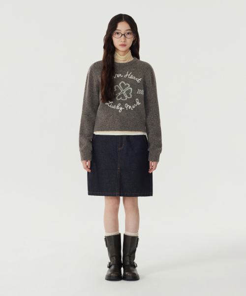 COVERNAT WOMAN（カバーナットウーマン）の「ウィメンズクローバーハートグラフィックニットベージュ（ニット/セーター・レディース・その他・WS/WM）」の3枚目の写真