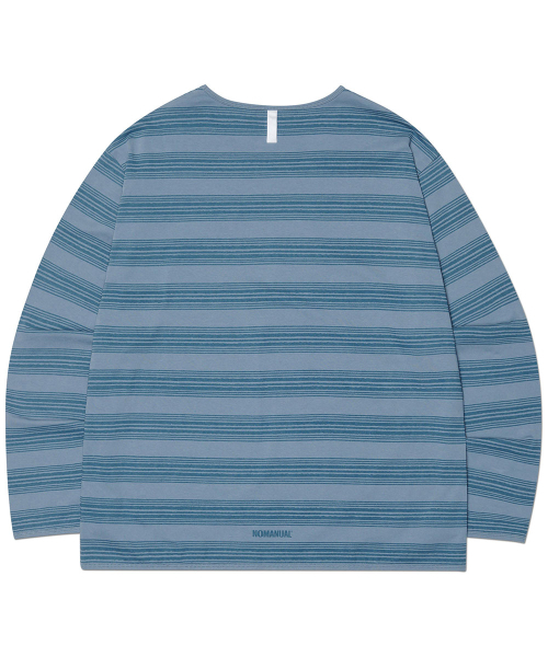 NOMANUAL（NOMANUAL）の「PAINTED STRIPE LONG SLEEVE TEE - BLUE（Tシャツ/カットソー・レディース・その他・SMALL/LARGE/MEDIUM）」の2枚目の写真
