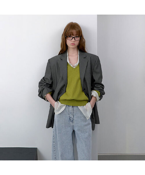 STRIPE OVERSIZED JACKET (JK-3064)（その他アウター）｜ATELIER NAIN 
