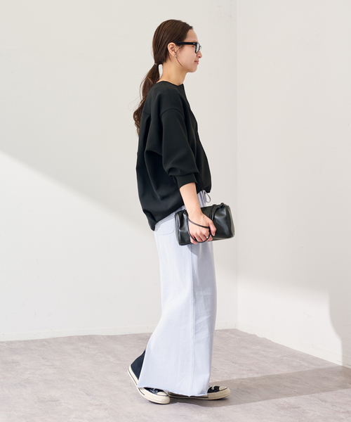 FRAMeWORK(フレームワーク)の「≪WEB限定 / 追加≫ライトダブルクロスコクーンブラウス(シャツ/ブラウス・レディース・ブラック/ベージュ・FREE)」の4枚目の写真