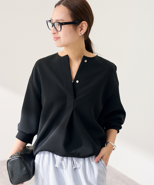 FRAMeWORK(フレームワーク)の「≪WEB限定 / 追加≫ライトダブルクロスコクーンブラウス(シャツ/ブラウス・レディース・ブラック/ベージュ・FREE)」の7枚目の写真