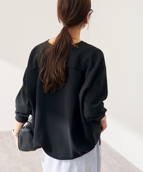 FRAMeWORK(フレームワーク)の「≪WEB限定 / 追加≫ライトダブルクロスコクーンブラウス(シャツ/ブラウス・レディース・ブラック/ベージュ・FREE)」の10枚目の写真