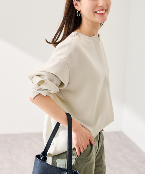 FRAMeWORK(フレームワーク)の「≪WEB限定 / 追加≫ライトダブルクロスコクーンブラウス(シャツ/ブラウス・レディース・ブラック/ベージュ・FREE)」の15枚目の写真