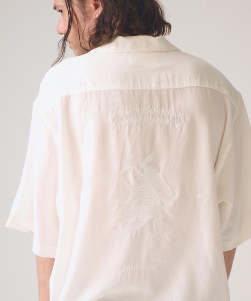 ADAM PATEK(アダムパテック)の「ADAMPATEK/tiger embroidery short sleeve shirt/刺繍入りテンセルオープンカラーシャツ(シャツ/ブラウス・メンズ・ピンク/ホワイト/ブラック・2/1)」の1枚目の写真