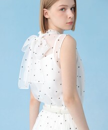 ANAYI | 【セットアップ対応商品】オーガンジードットプリントリボンブラウス(シャツ/ブラウス)