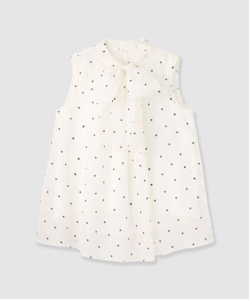 ANAYI（アナイ）の「【セットアップ対応商品】オーガンジードットプリントリボンブラウス（シャツ/ブラウス・レディース・ホワイト/ブラック/ピンクベージュ・38/36）」の2枚目の写真