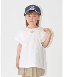 Lycee mine | 【綿100%】 【速乾・UV・型崩れしない】【どっちが前でもOK】フリルAラインチュニックTシャツ(Tシャツ/カットソー)