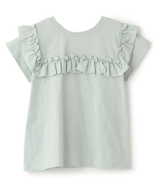 Lycee mine（リセマイン）の「【綿100％】 【速乾・UV・型崩れしない】【どっちが前でもOK】フリルAラインチュニックTシャツ（Tシャツ/カットソー・キッズ・ネイビー/ライトピンク/ミント/ブルーグレー/ラベンダー/オフホワイト・110cm/130cm/150cm/100cm/90cm/140cm/120cm）」の7枚目の写真