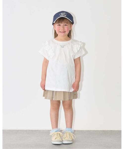 Lycee mine（リセマイン）の「【綿100％】 【速乾・UV・型崩れしない】【どっちが前でもOK】フリルAラインチュニックTシャツ（Tシャツ/カットソー・キッズ・ネイビー/ライトピンク/ミント/ブルーグレー/ラベンダー/オフホワイト・110cm/130cm/150cm/100cm/90cm/140cm/120cm）」の12枚目の写真