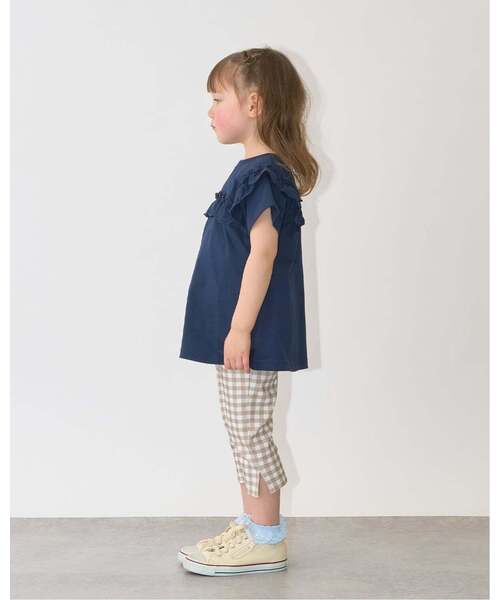 Lycee mine（リセマイン）の「【綿100％】 【速乾・UV・型崩れしない】【どっちが前でもOK】フリルAラインチュニックTシャツ（Tシャツ/カットソー・キッズ・ネイビー/ライトピンク/ミント/ブルーグレー/ラベンダー/オフホワイト・110cm/130cm/150cm/100cm/90cm/140cm/120cm）」の10枚目の写真