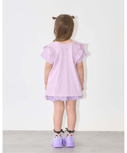 Lycee mine（リセマイン）の「【綿100％】 【速乾・UV・型崩れしない】【どっちが前でもOK】フリルAラインチュニックTシャツ（Tシャツ/カットソー・キッズ・ネイビー/ライトピンク/ミント/ブルーグレー/ラベンダー/オフホワイト・110cm/130cm/150cm/100cm/90cm/140cm/120cm）」の19枚目の写真