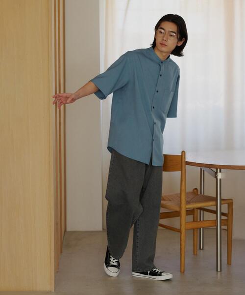 THE SHOP TK (ザ ショップ ティーケー )の「LITE TEX バンドカラー半袖シャツ 接触冷感/吸水速乾/UVカット/アンチピリング/イージーケア/洗濯機OK/セットアップ可(シャツ/ブラウス・メンズ・ライトグレー/ダークブラウン/ブルー・02/03/04)」の14枚目の写真